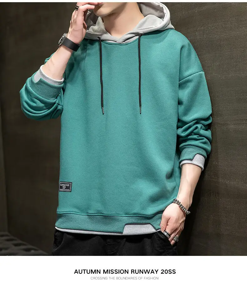 Winter fleece-lined Hooded Sweater Men's Korean Style Youth Casual Slim-fit Pullover Trendy Brand Sweater Men's Top Trendy — feature 20
