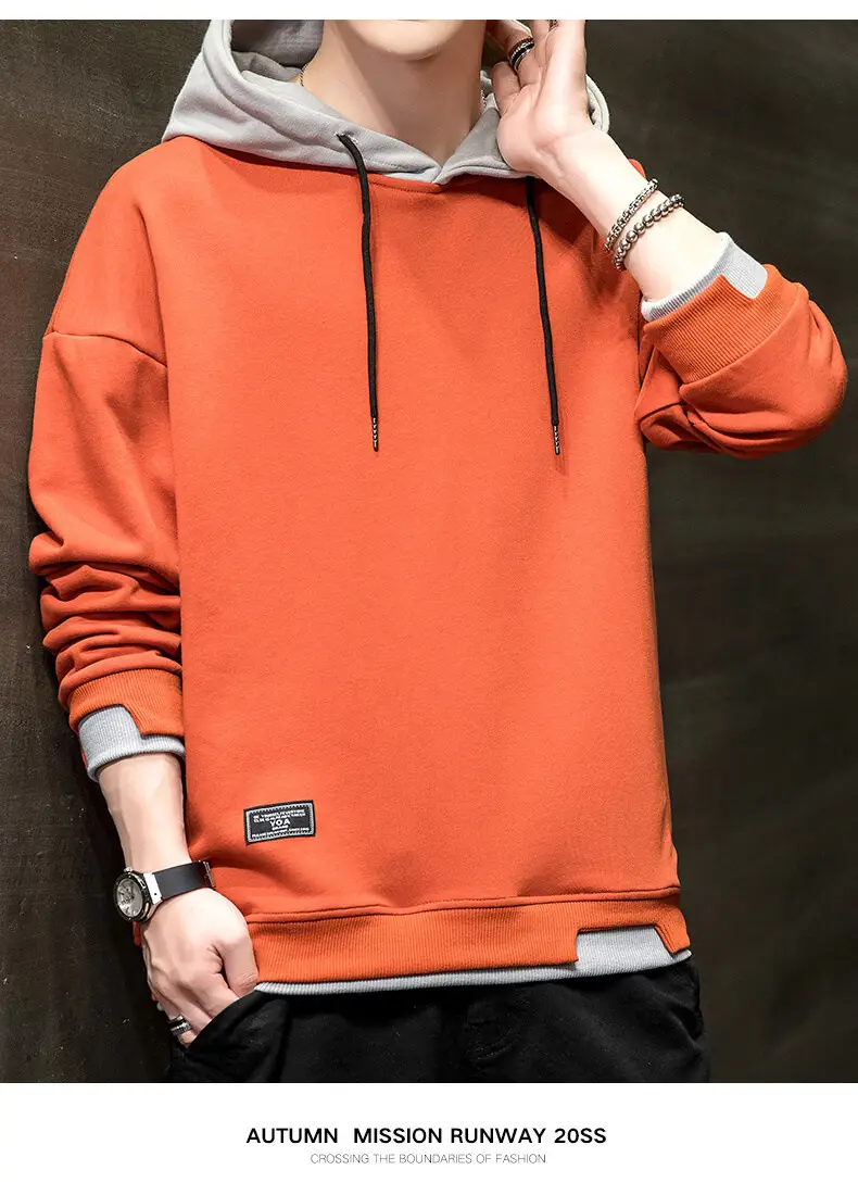 Winter fleece-lined Hooded Sweater Men's Korean Style Youth Casual Slim-fit Pullover Trendy Brand Sweater Men's Top Trendy — feature 6
