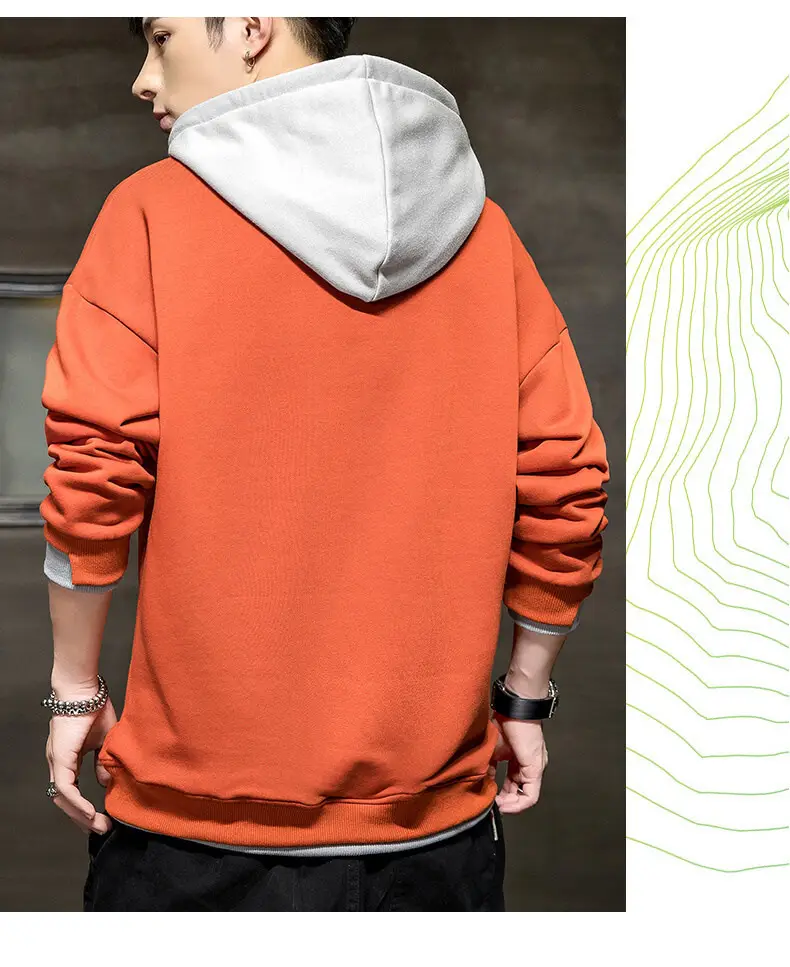 Winter fleece-lined Hooded Sweater Men's Korean Style Youth Casual Slim-fit Pullover Trendy Brand Sweater Men's Top Trendy — feature 7