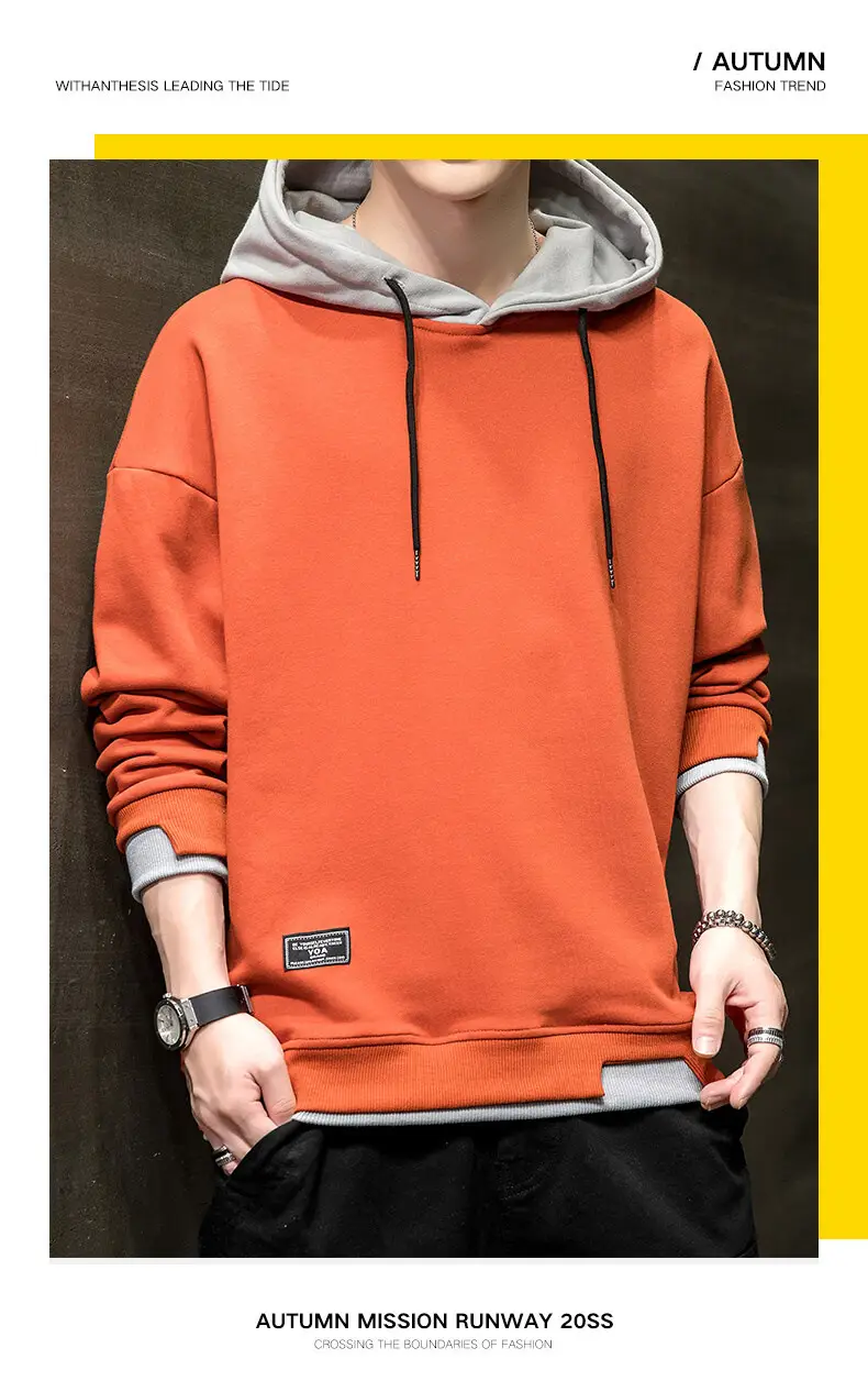 Winter fleece-lined Hooded Sweater Men's Korean Style Youth Casual Slim-fit Pullover Trendy Brand Sweater Men's Top Trendy — feature 8