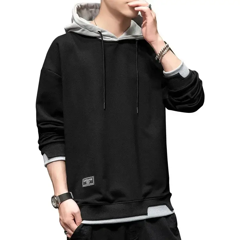 Winter fleece-lined Hooded Sweater Men's Korean Style Youth Casual Slim-fit Pullover Trendy Brand Sweater Men's Top Trendy