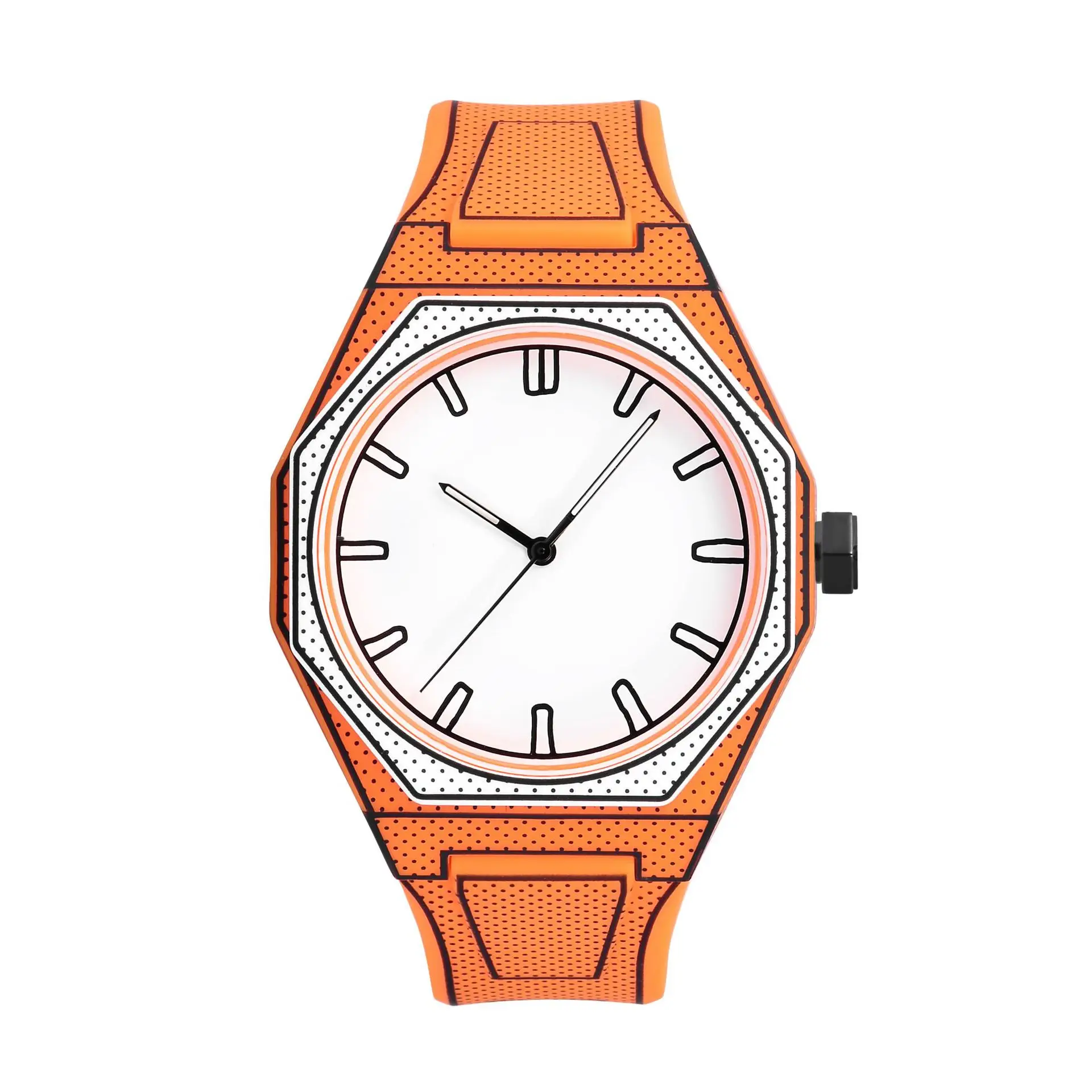 Orange Cartoon Pixel Watch for Men Women
