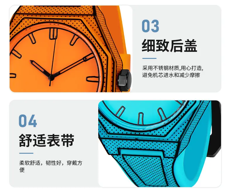 Orange Cartoon Pixel Watch for Men Women — feature 9