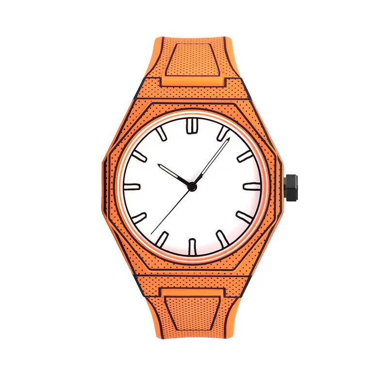 Orange Cartoon Pixel Watch for Men Women