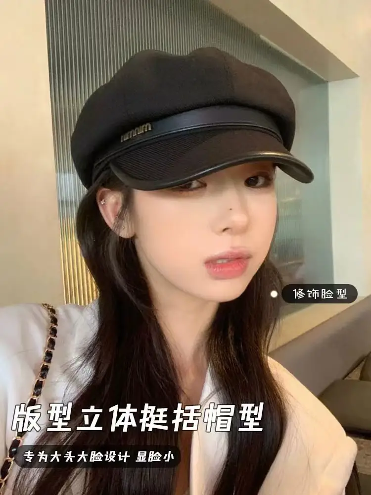 Women Wool Beret Black Octagonal Winter Cap — feature 24
