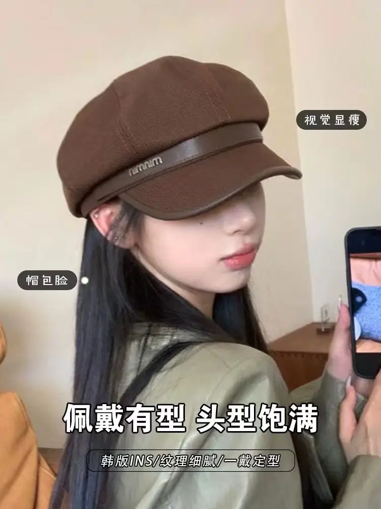 Women Wool Beret Black Octagonal Winter Cap — feature 25