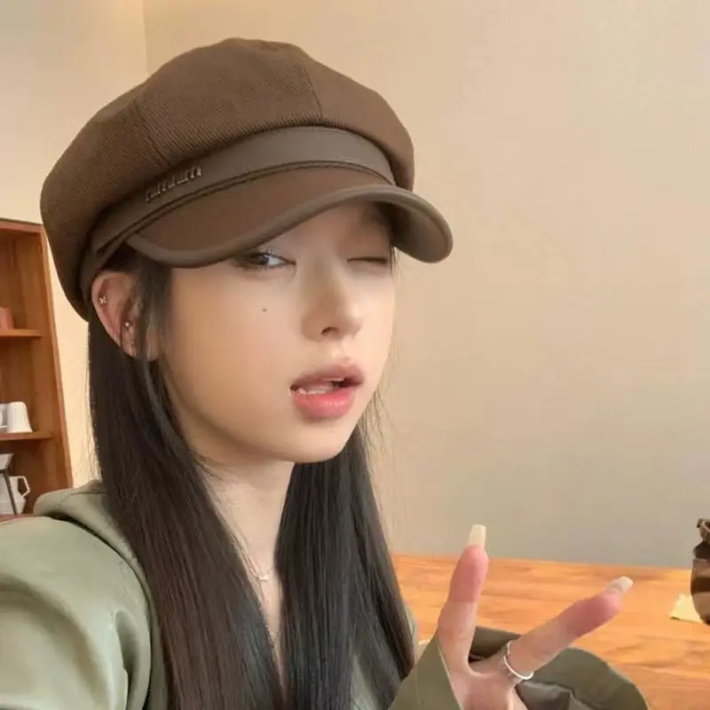 Women Wool Beret Black Octagonal Winter Cap — feature 28