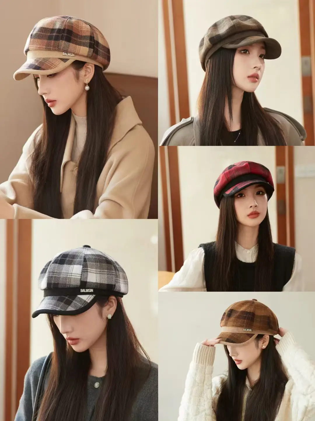 Women Wool Beret Black Octagonal Winter Cap — feature 36