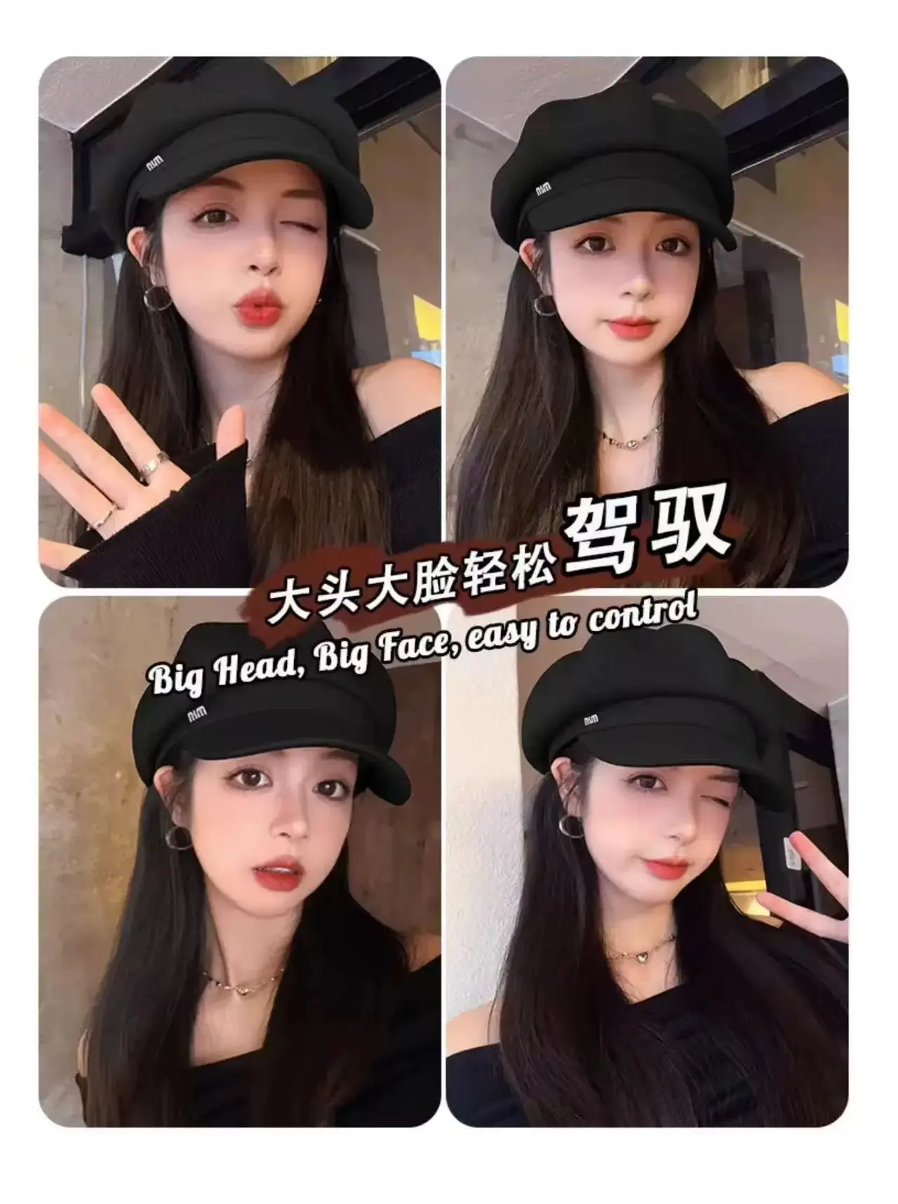 Women Wool Beret Black Octagonal Winter Cap — feature 4