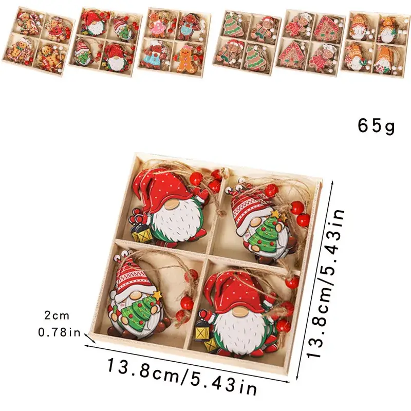Christmas Gingerbread Couple Dolls 12Pcs Wooden Decor - Image 9