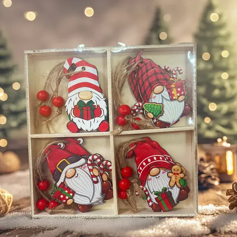Christmas Gingerbread Couple Dolls 12Pcs Wooden Decor - Image 7