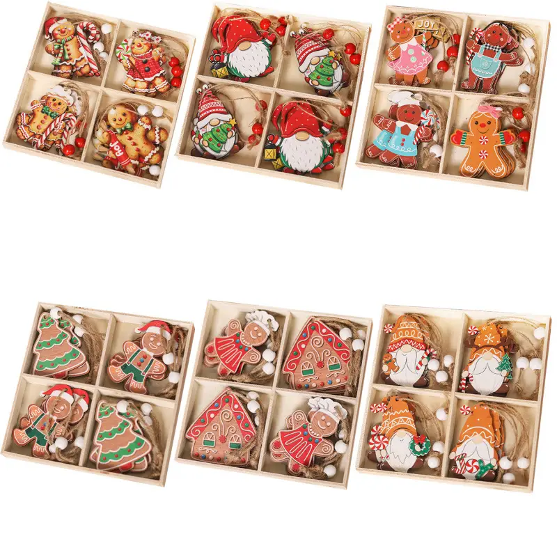 Christmas Gingerbread Couple Dolls 12Pcs Wooden Decor - Image 10