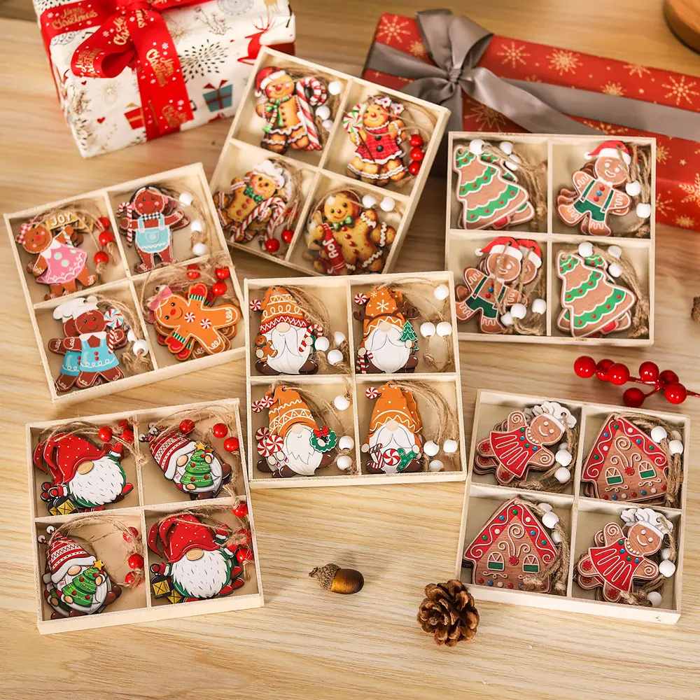 Christmas Gingerbread Couple Dolls 12Pcs Wooden Decor — feature 2