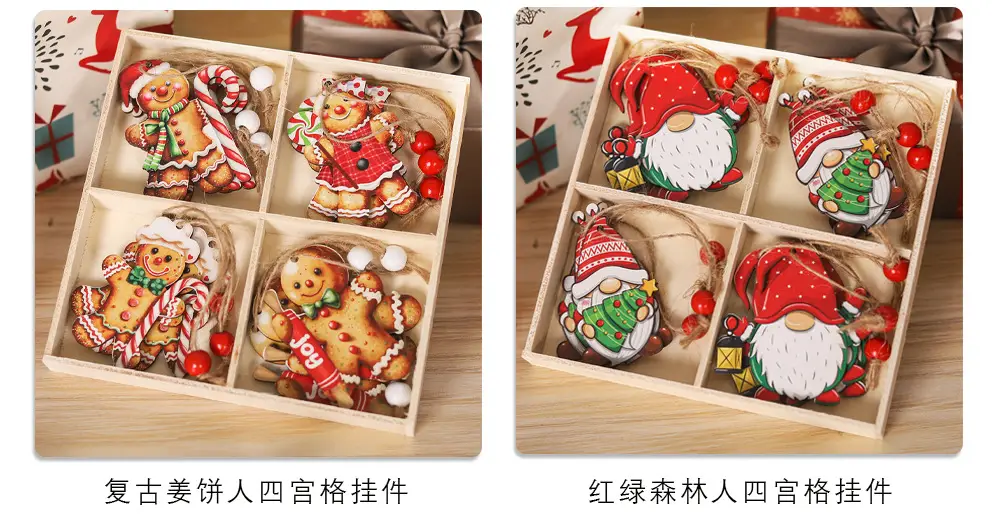 Christmas Gingerbread Couple Dolls 12Pcs Wooden Decor — feature 5