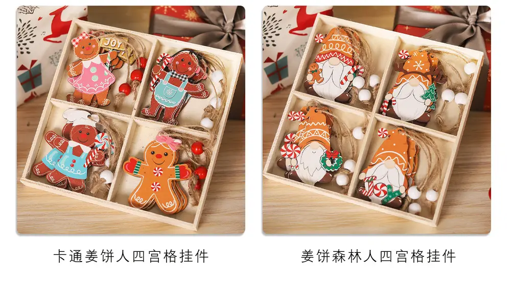 Christmas Gingerbread Couple Dolls 12Pcs Wooden Decor — feature 6