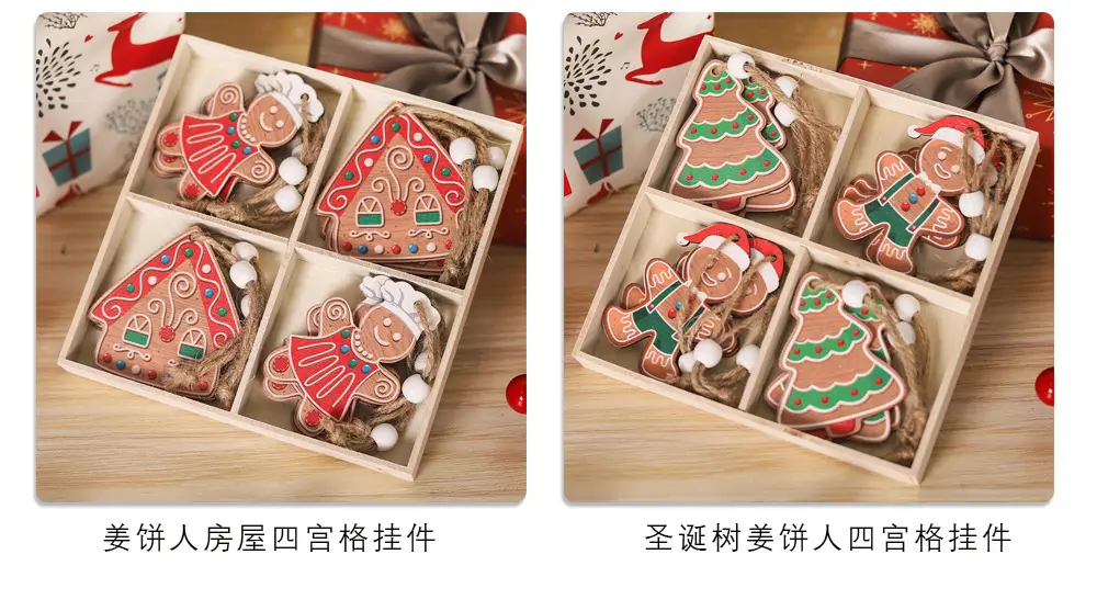 Christmas Gingerbread Couple Dolls 12Pcs Wooden Decor — feature 7
