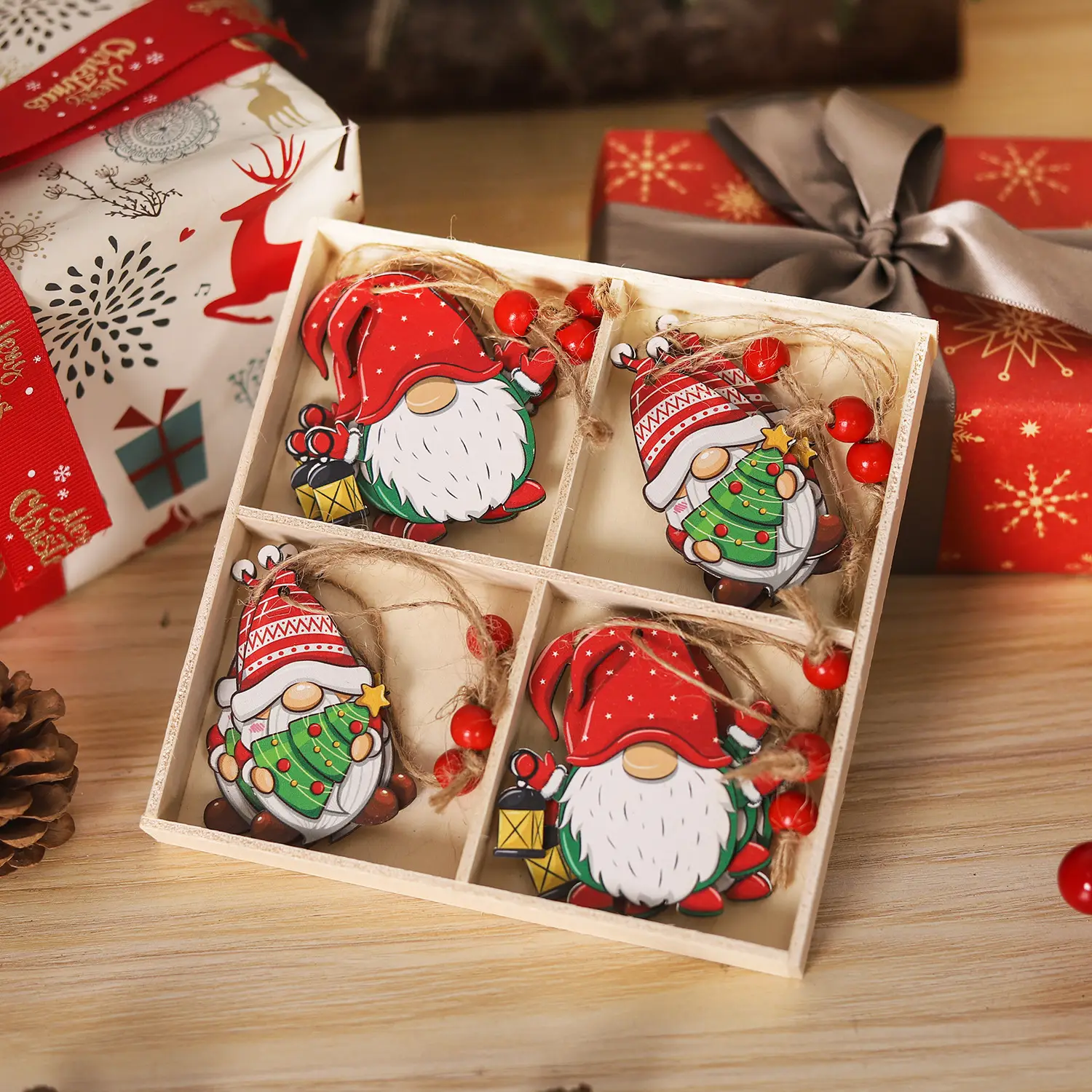 Christmas Gingerbread Couple Dolls 12Pcs Wooden Decor — feature 9