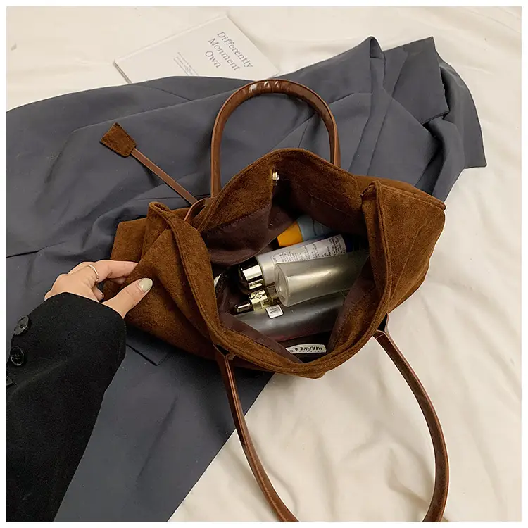 2024 Women's Suede Shoulder Bags Black Brown — feature 17