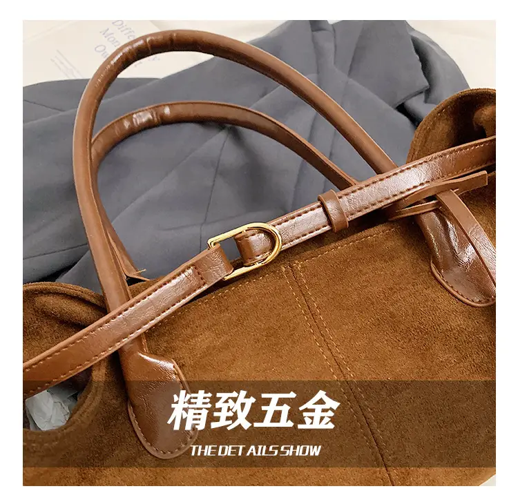 2024 Women's Suede Shoulder Bags Black Brown — feature 8