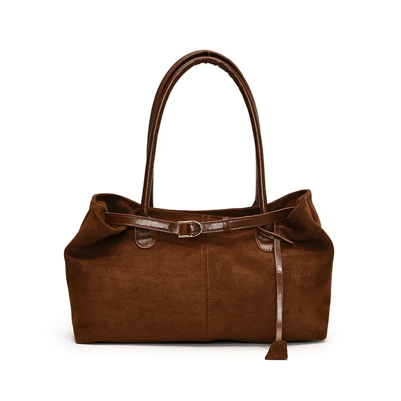 2024 Women's Suede Shoulder Bags Black Brown - Image 2