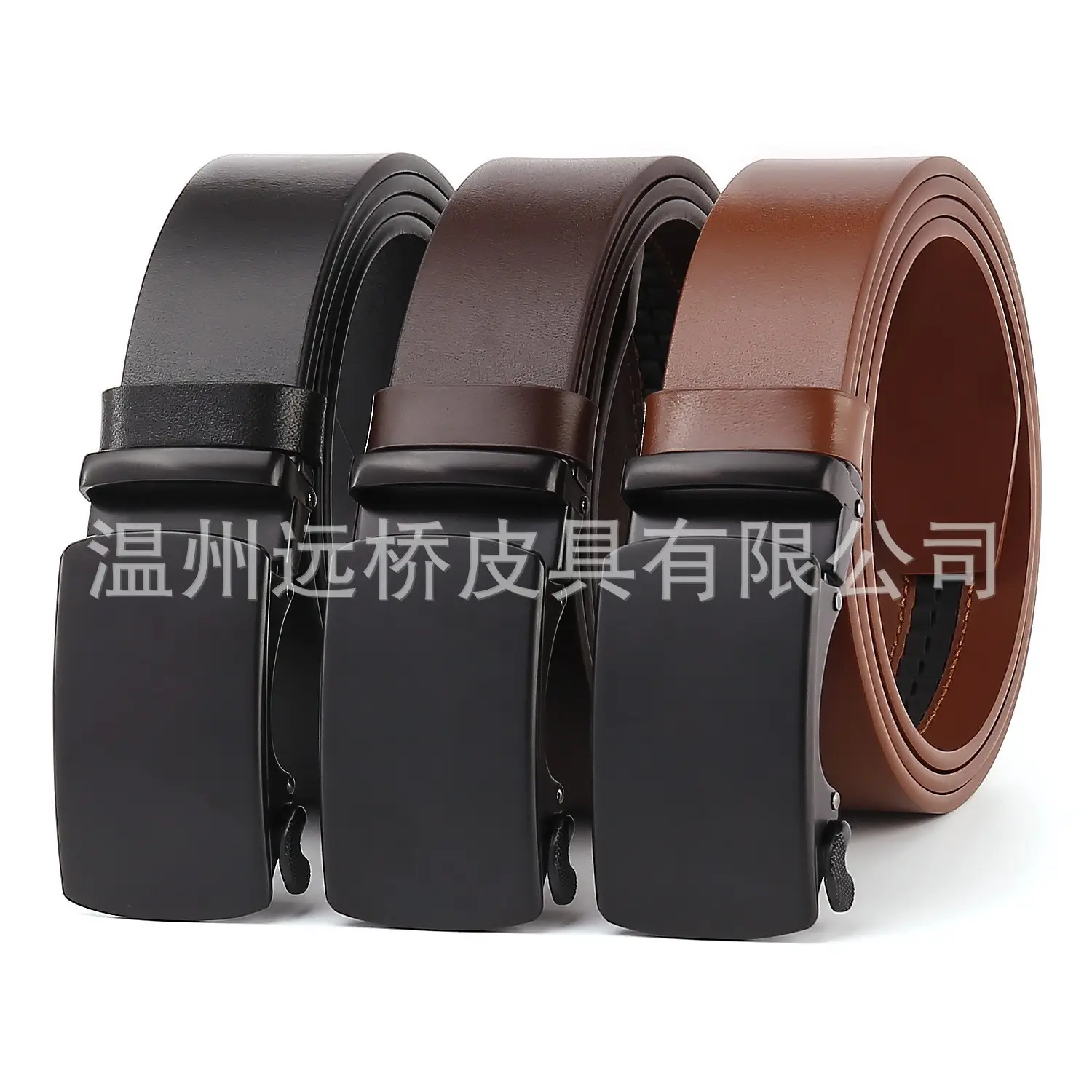 Men's Black Cowhide Belt with Automatic Buckle & Card Slot - Image 24
