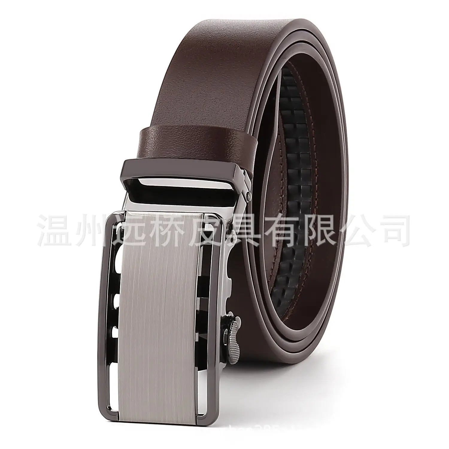 Men's Black Cowhide Belt with Automatic Buckle & Card Slot - Image 10