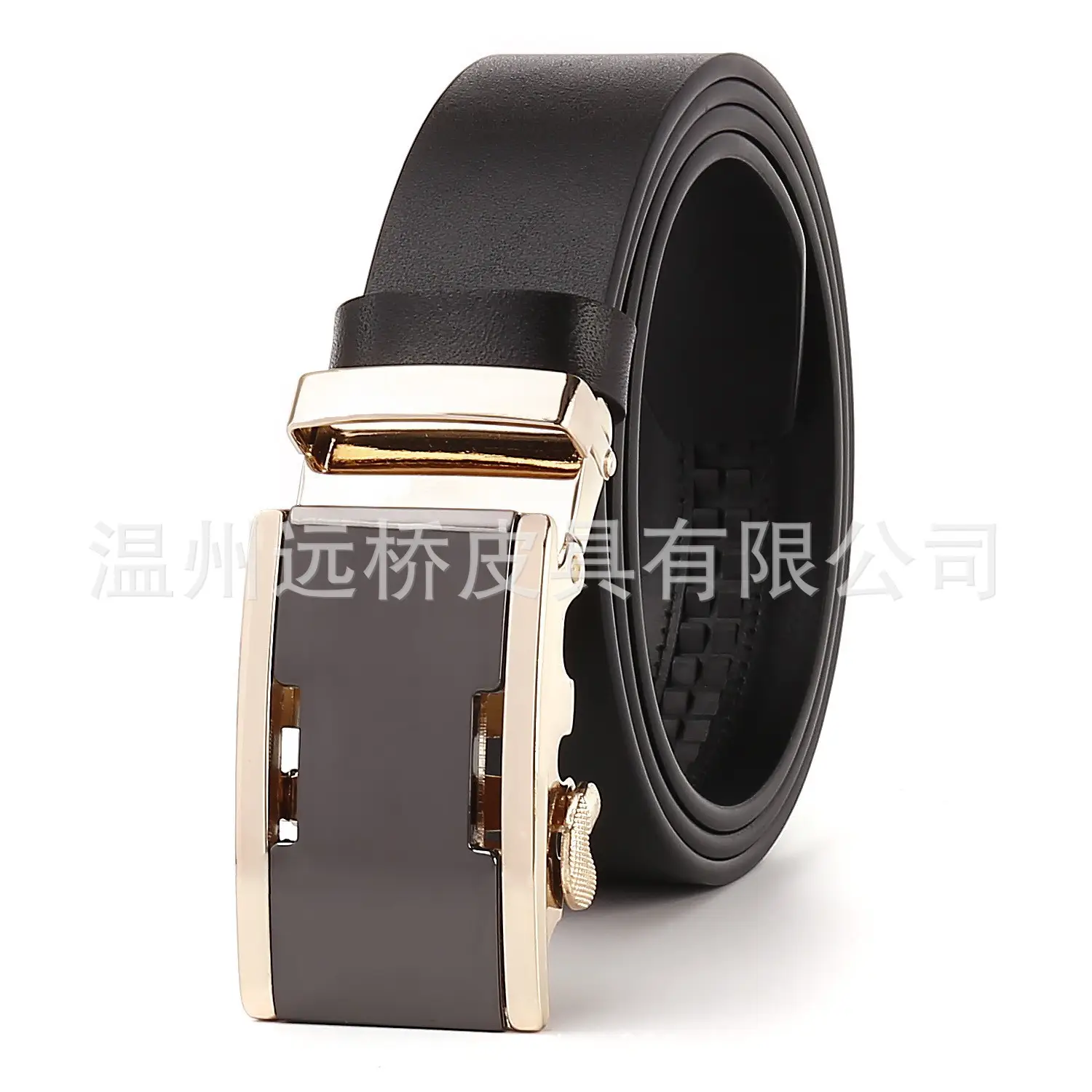 Men's Black Cowhide Belt with Automatic Buckle & Card Slot - Image 11