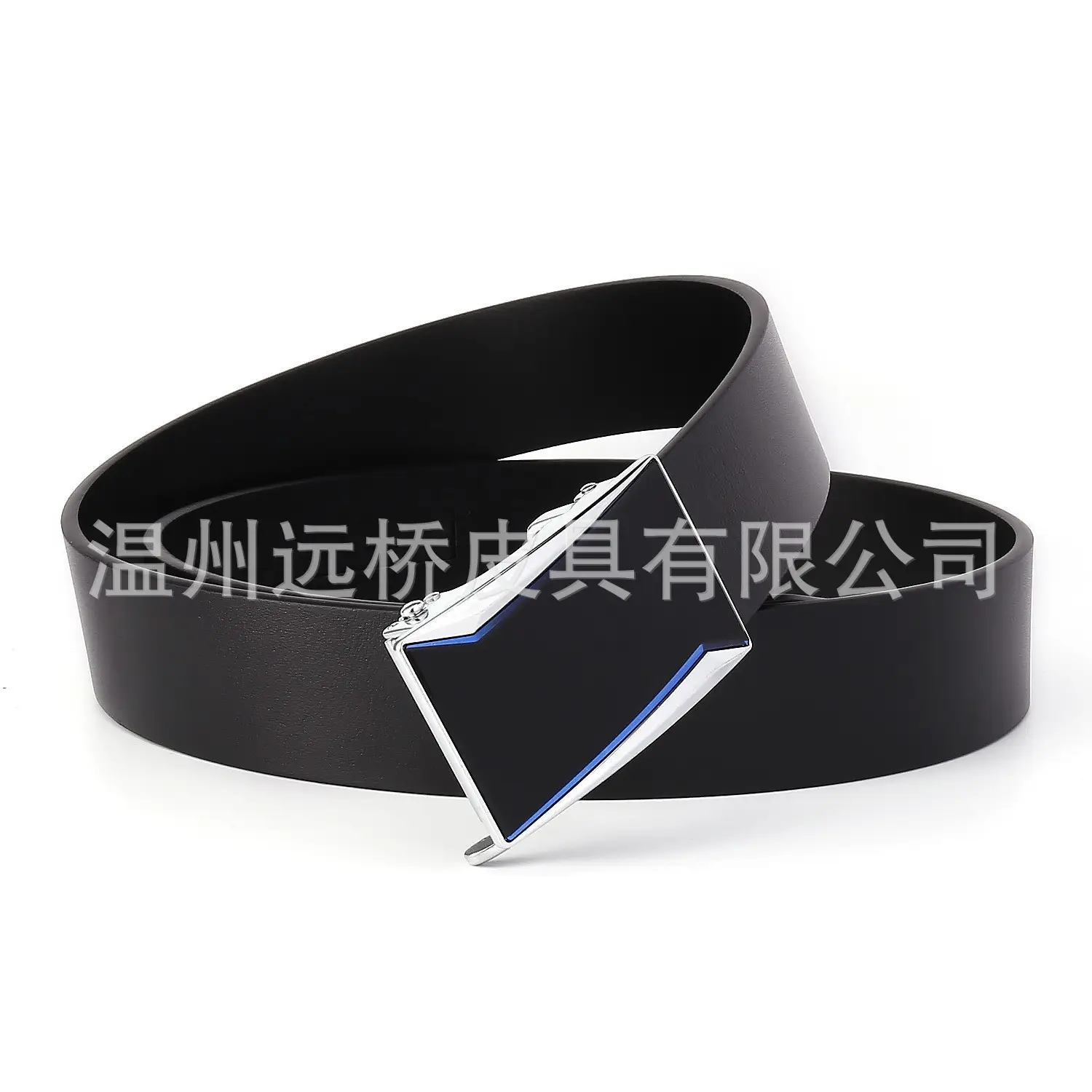 Men's Black Cowhide Belt with Automatic Buckle & Card Slot - Image 13