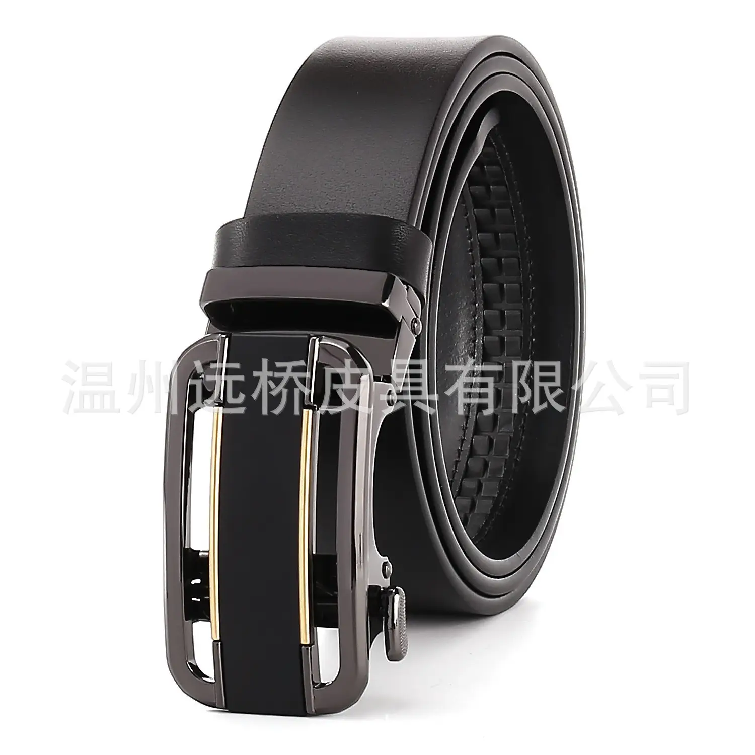 Men's Black Cowhide Belt with Automatic Buckle & Card Slot - Image 15