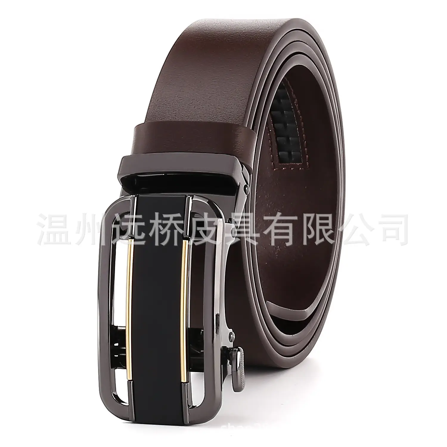Men's Black Cowhide Belt with Automatic Buckle & Card Slot - Image 16
