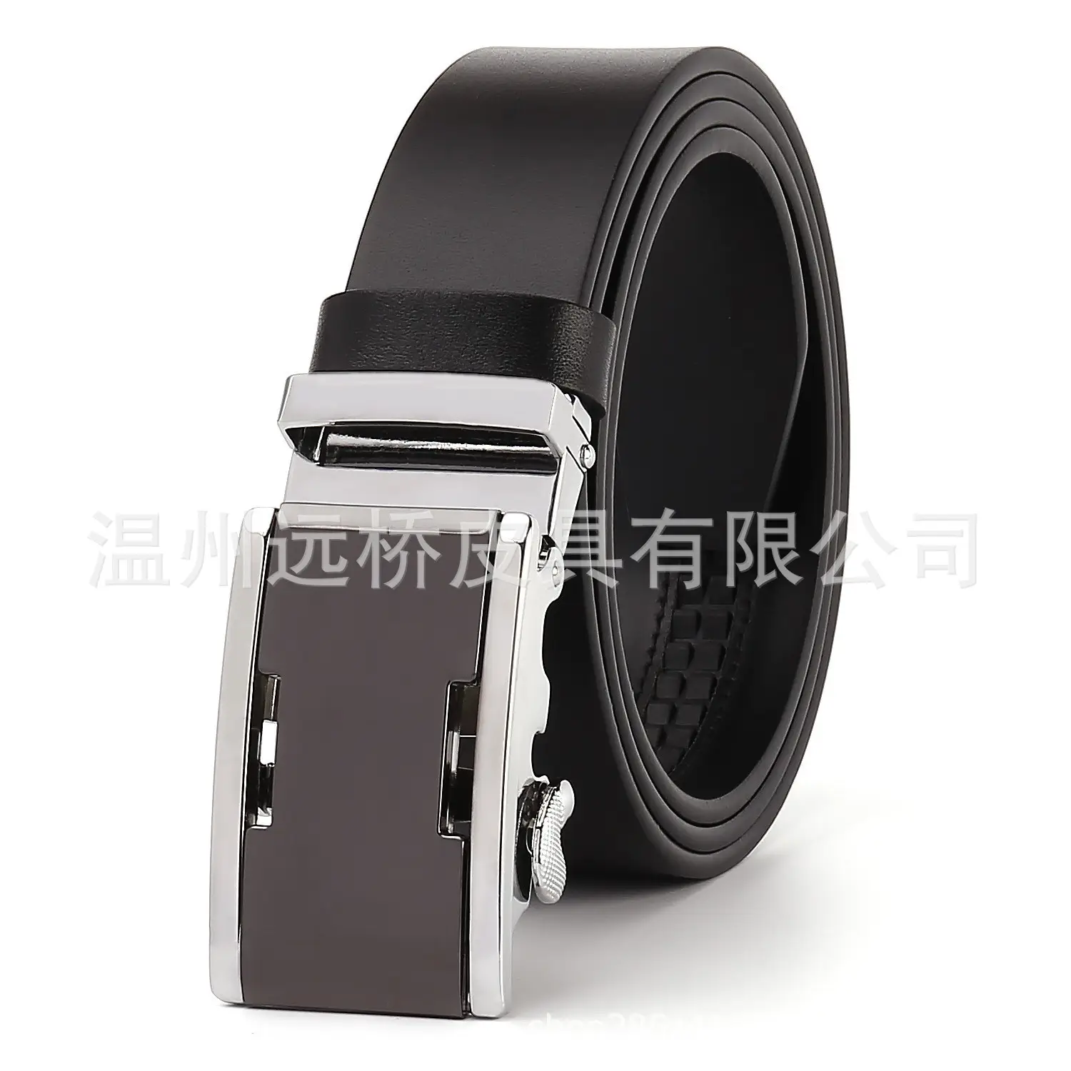 Men's Black Cowhide Belt with Automatic Buckle & Card Slot - Image 3
