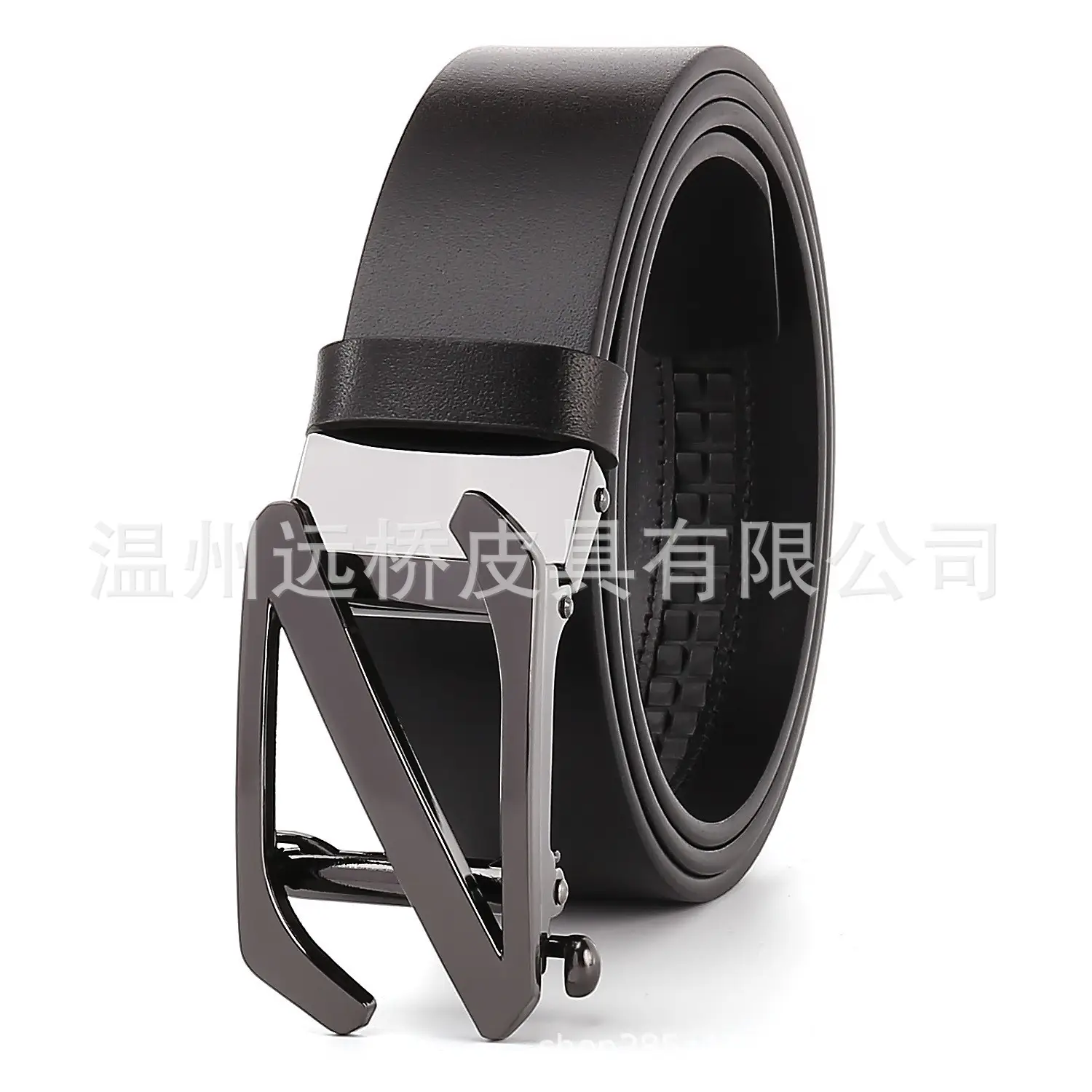Men's Black Cowhide Belt with Automatic Buckle & Card Slot - Image 5