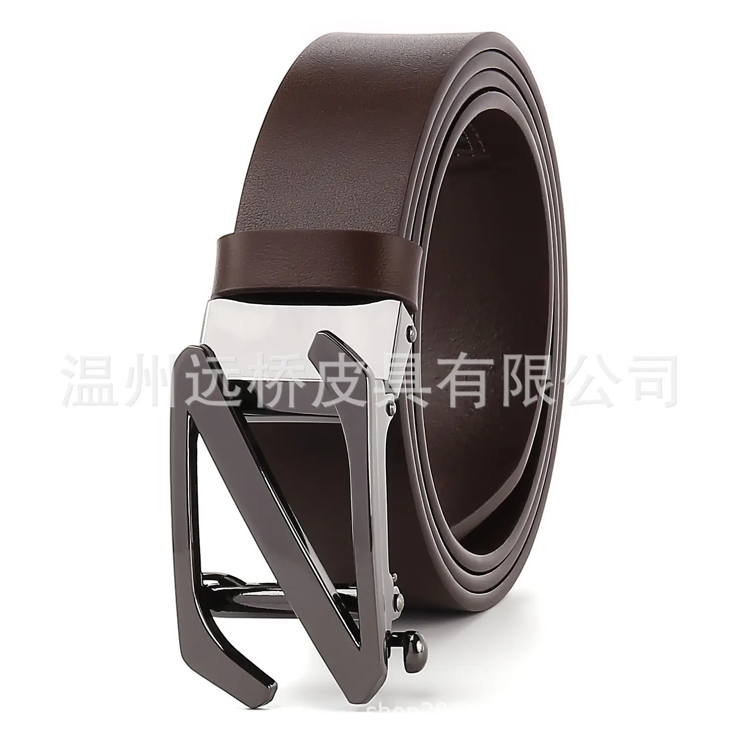 Men's Black Cowhide Belt with Automatic Buckle & Card Slot - Image 6