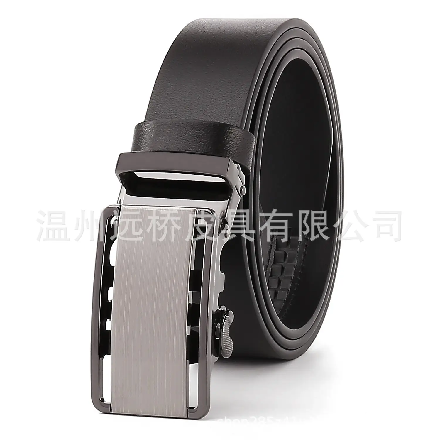 Men's Black Cowhide Belt with Automatic Buckle & Card Slot - Image 9