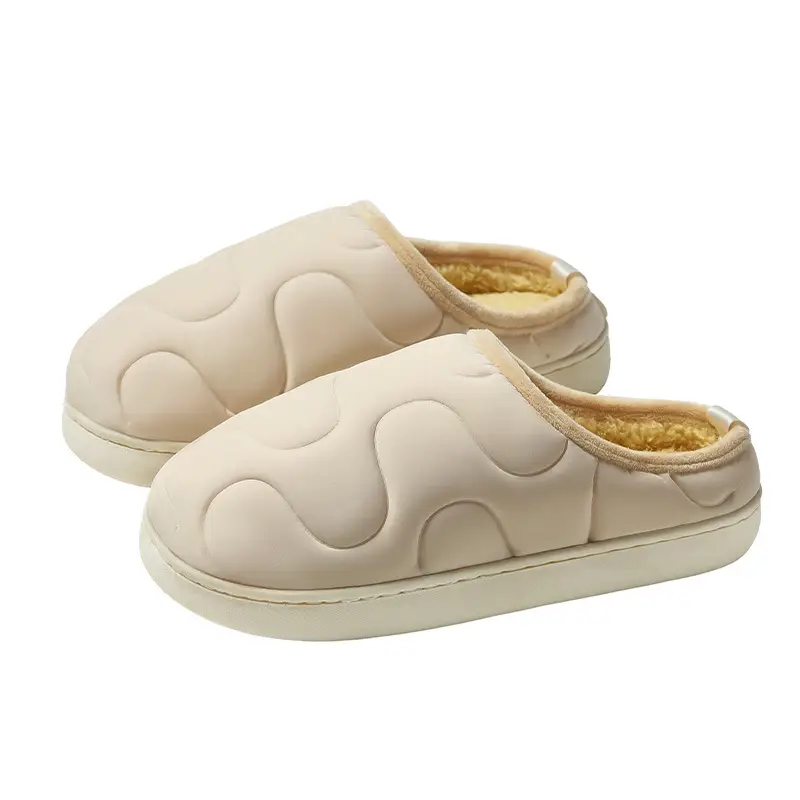 Women's Pink Fleece Lined Slip-On Winter Slippers
