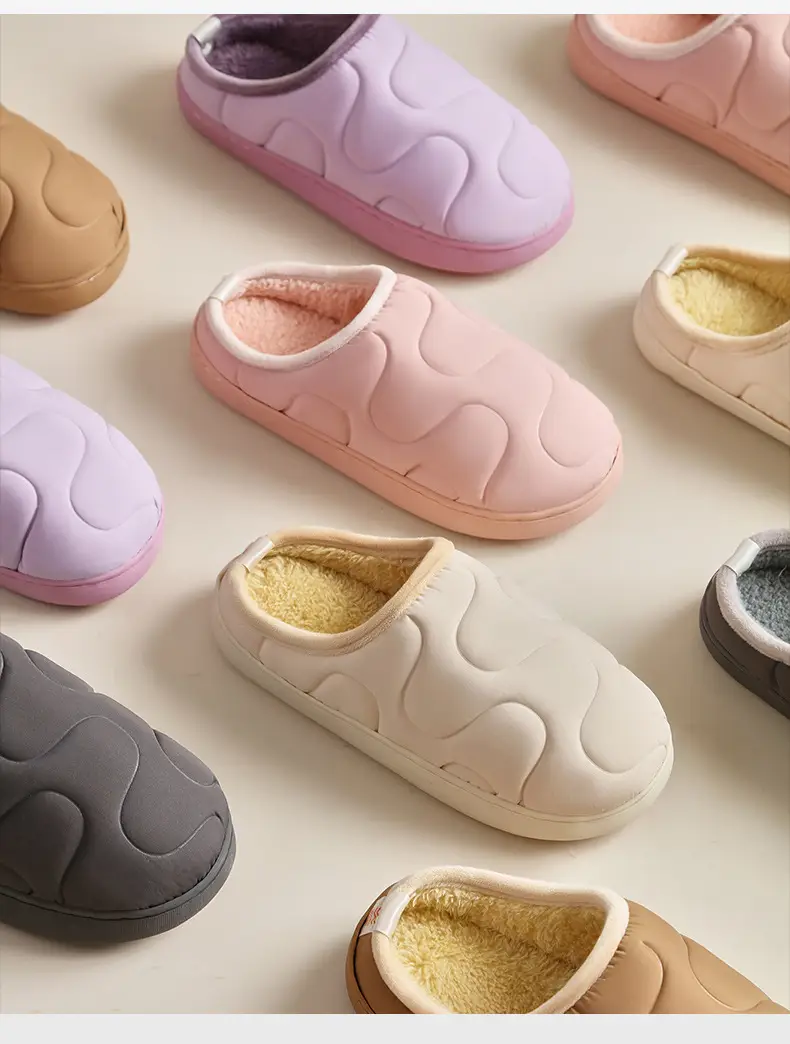 Women's Pink Fleece Lined Slip-On Winter Slippers — feature 2