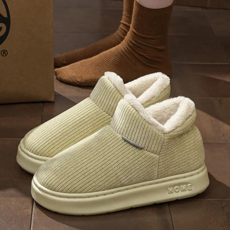 Thick-Soled Snow Boots for Women, Winter Outdoor Wear, 2025 New Style, Home Non-Slip, Warm, High-Top, Closed-Back Cotton Slippers for Women, Winter