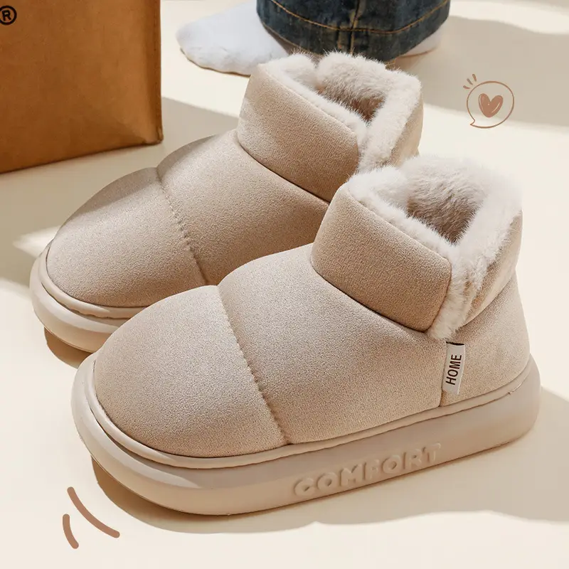Thick-Soled Snow Boots for Women, Winter Outdoor Wear, 2025 New Style, Home Non-Slip, Warm, High-Top, Closed-Back Cotton Slippers for Women, Winter