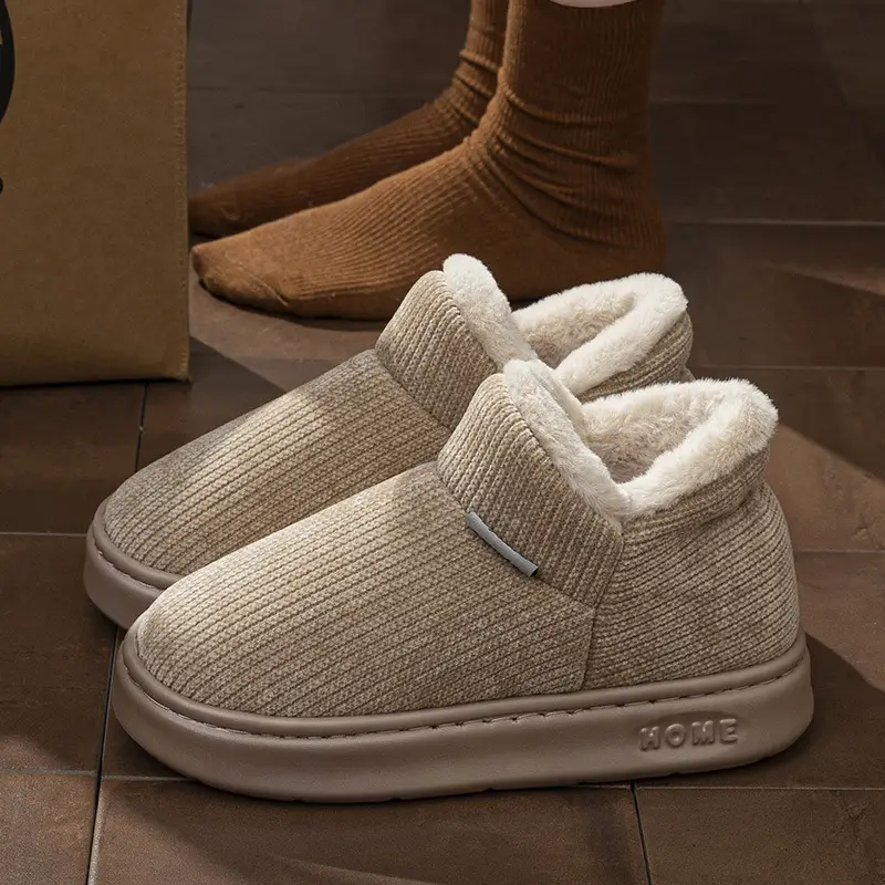 Thick-Soled Snow Boots for Women, Winter Outdoor Wear, 2025 New Style, Home Non-Slip, Warm, High-Top, Closed-Back Cotton Slippers for Women, Winter