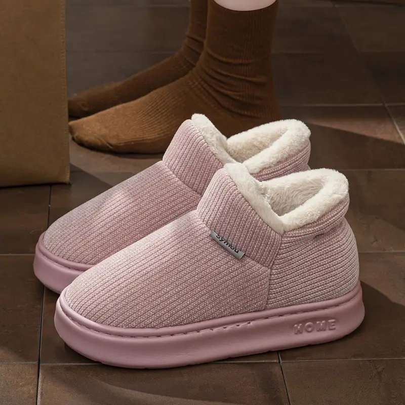 Thick-Soled Snow Boots for Women, Winter Outdoor Wear, 2025 New Style, Home Non-Slip, Warm, High-Top, Closed-Back Cotton Slippers for Women, Winter