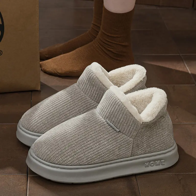 Thick-Soled Snow Boots for Women, Winter Outdoor Wear, 2025 New Style, Home Non-Slip, Warm, High-Top, Closed-Back Cotton Slippers for Women, Winter