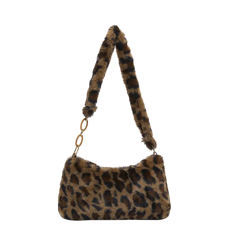 Leopard Print Plush Shoulder Bag Women 2024 - Image 8