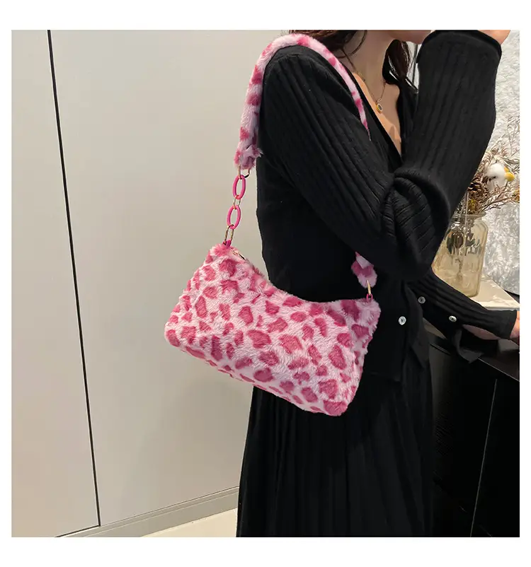 Leopard Print Plush Shoulder Bag Women 2024 — feature 12