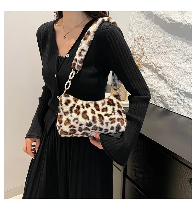Leopard Print Plush Shoulder Bag Women 2024 — feature 15