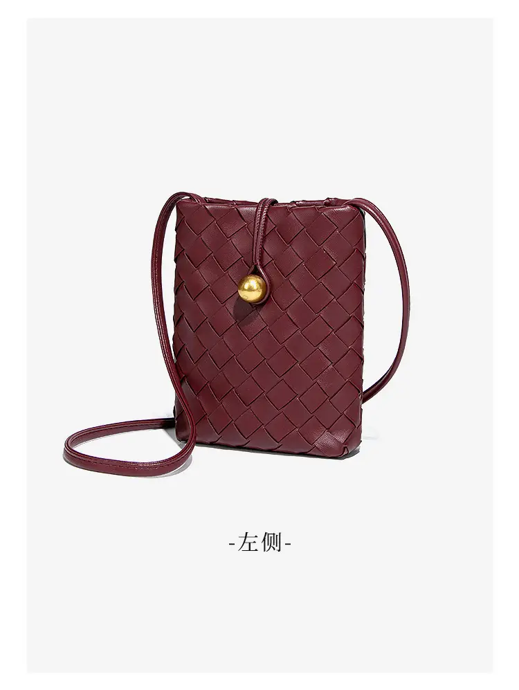 Retro Woven Phone Bag for Women Brown Crossbody — feature 19