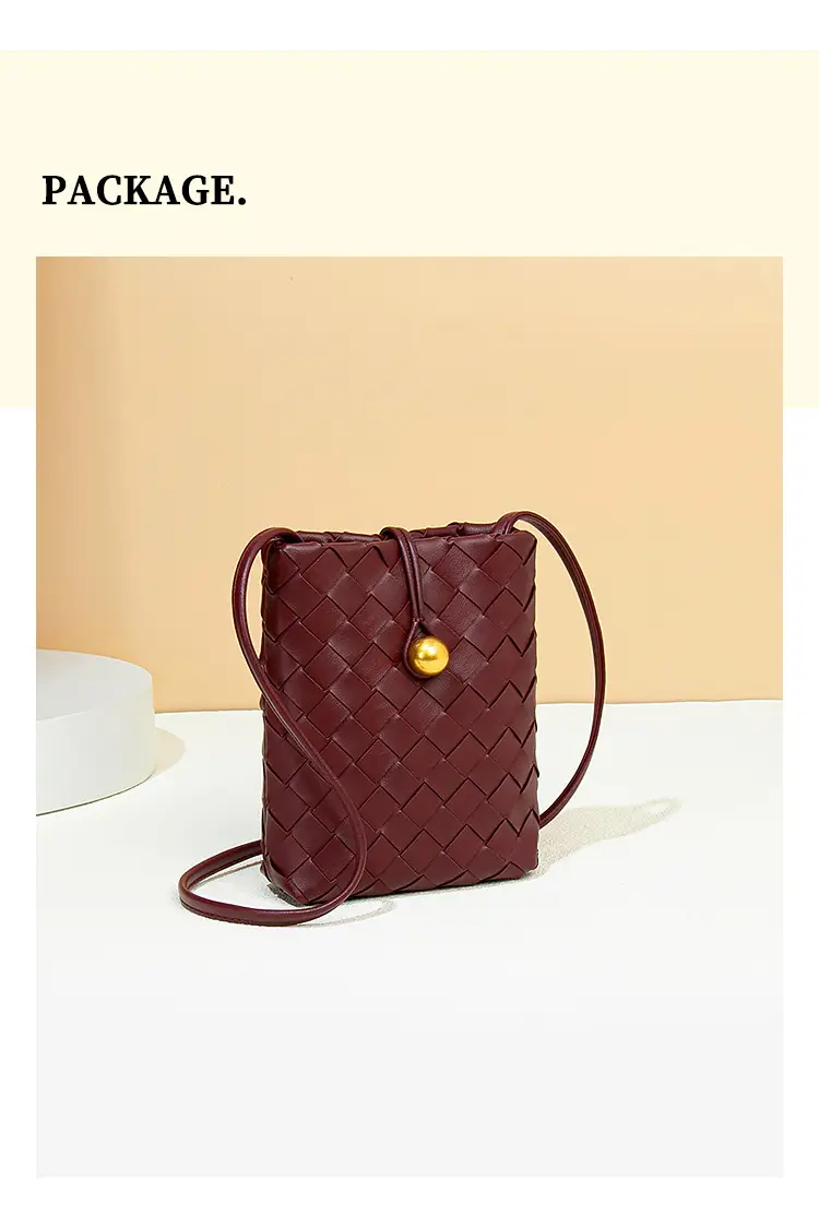 Retro Woven Phone Bag for Women Brown Crossbody — feature 4