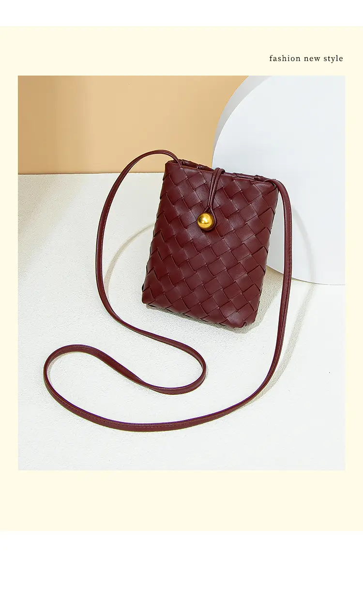 Retro Woven Phone Bag for Women Brown Crossbody — feature 5
