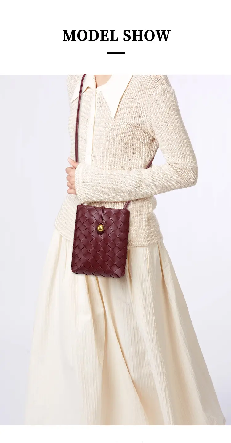 Retro Woven Phone Bag for Women Brown Crossbody — feature 6