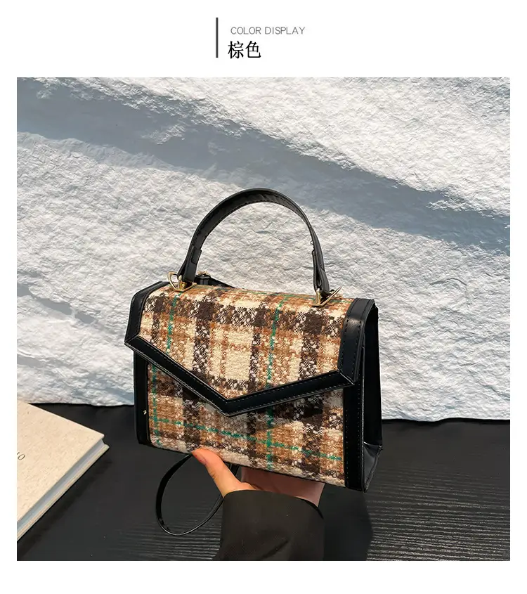 Retro Plaid Shoulder Bag 2024 Autumn Fashion — feature 12