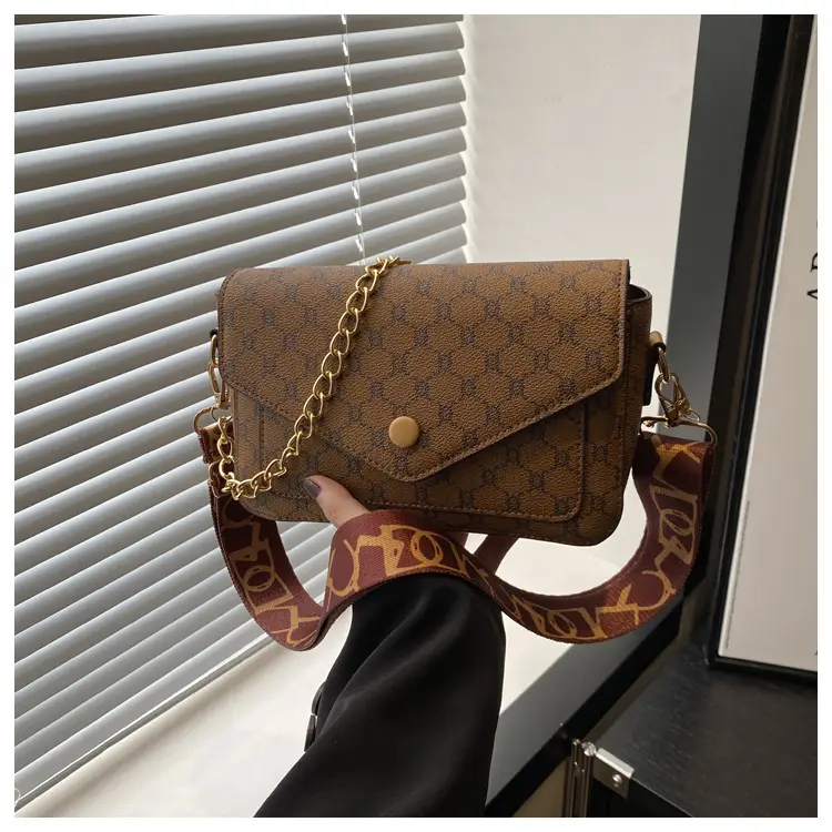 2024 French Style Brown Crossbody Bag with Monogram Print — feature 12